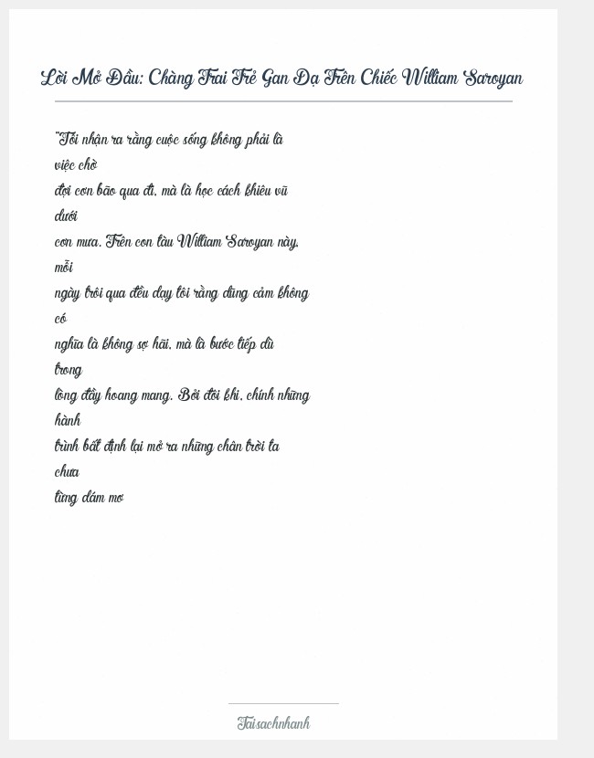 Trích đoạn Chàng Trai Trẻ Gan Dạ Trên Chiếc William Saroyan