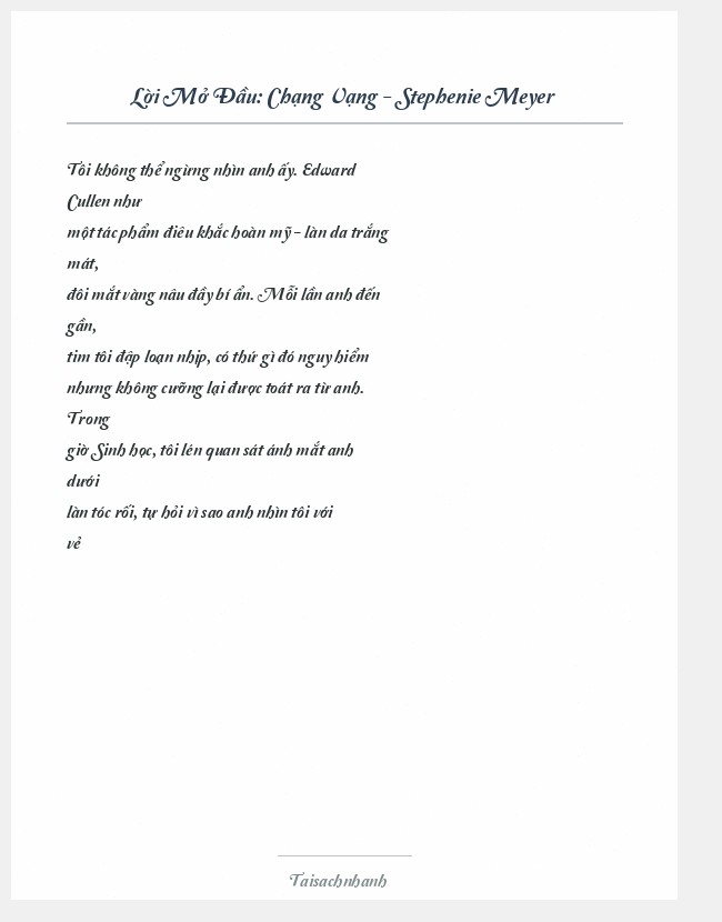Trích đoạn Chạng Vạng - Stephenie Meyer