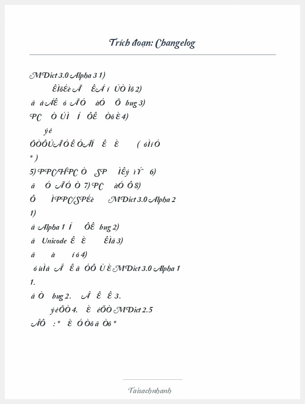Trích đoạn Changelog