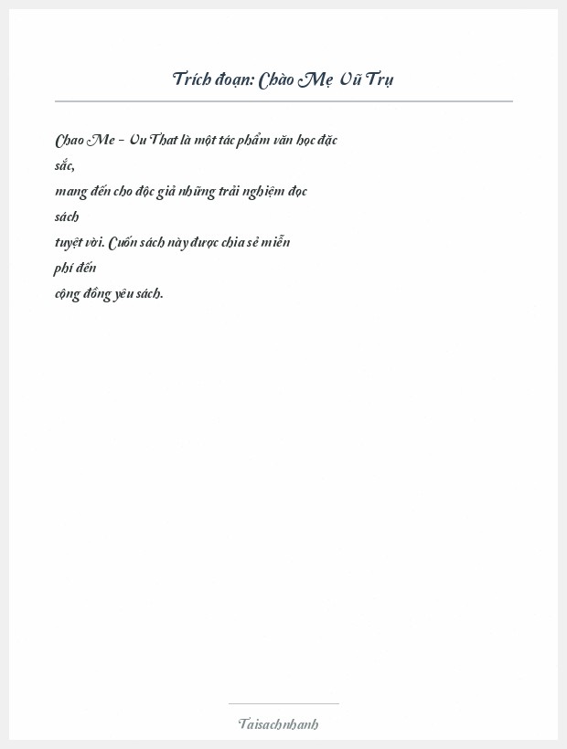 Trích đoạn Chào Mẹ Vũ Trụ