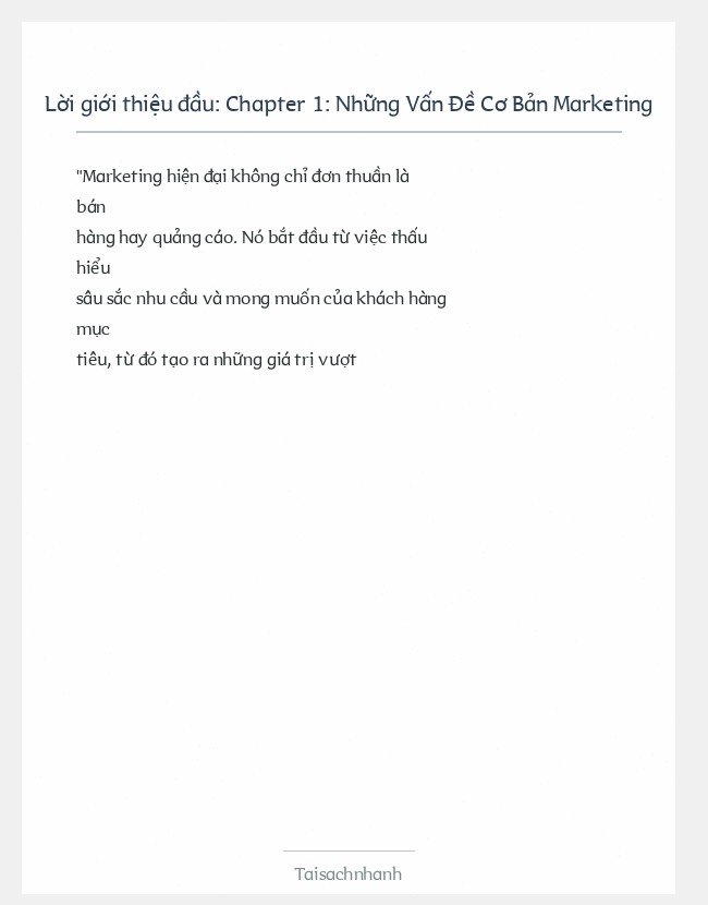 Trích đoạn Chapter 1: Những Vấn Đề Cơ Bản Marketing
