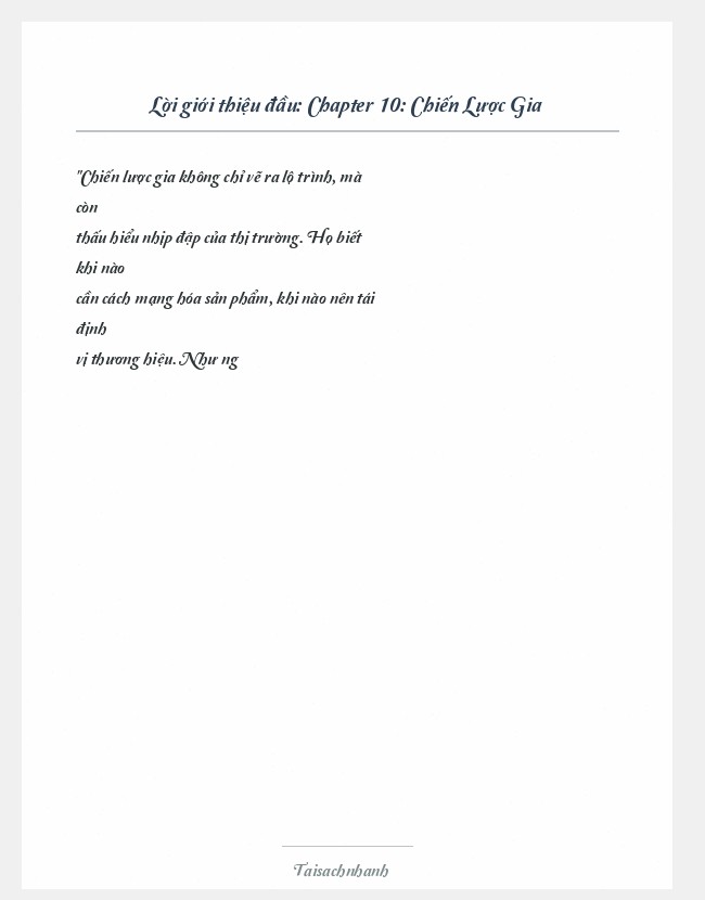 Trích đoạn Chapter 10: Chiến Lược Gia