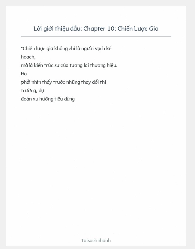 Trích đoạn Chapter 10: Chiến Lược Gia