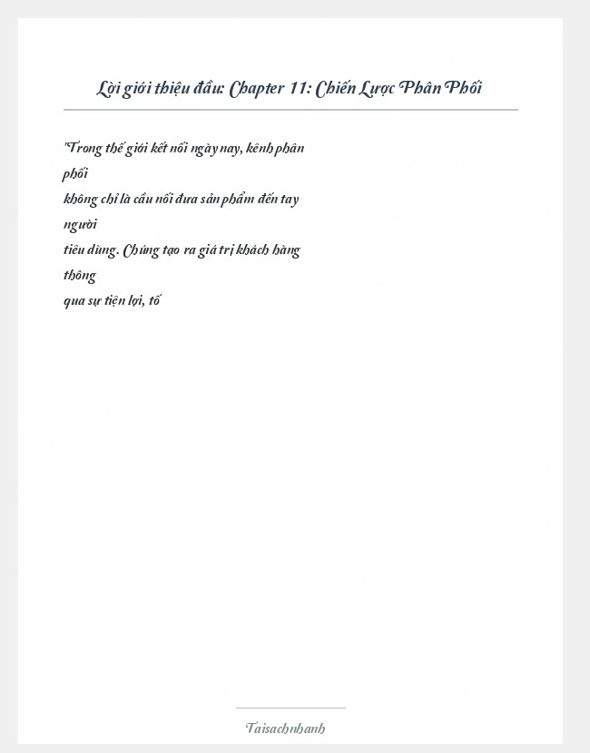 Trích đoạn Chapter 11: Chiến Lược Phân Phối