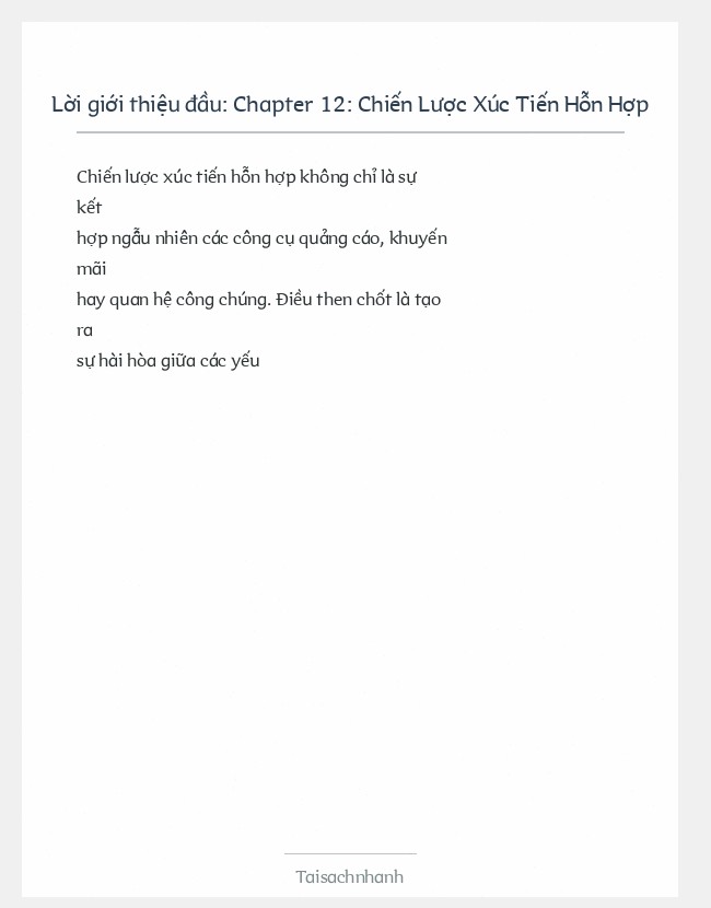 Trích đoạn Chapter 12: Chiến Lược Xúc Tiến Hỗn Hợp