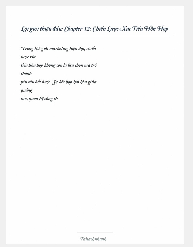 Trích đoạn Chapter 12: Chiến Lược Xúc Tiến Hỗn Hợp