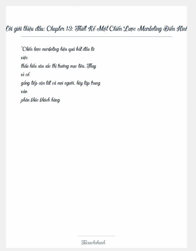 Trích đoạn Chapter 13: Thiết Kế Một Chiến Lược Marketing Điển Hình