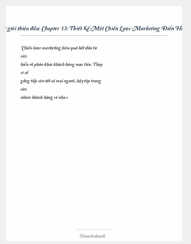 Trích đoạn Chapter 13: Thiết Kế Một Chiến Lược Marketing Điển Hình