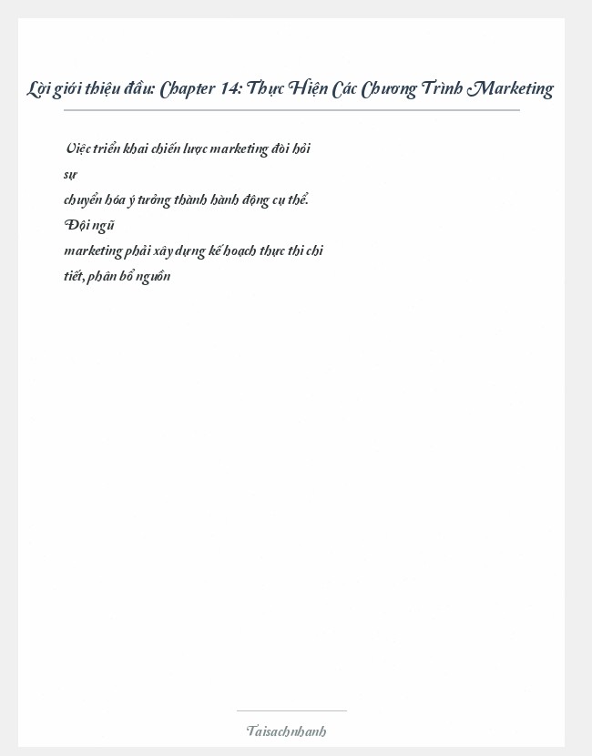 Trích đoạn Chapter 14: Thực Hiện Các Chương Trình Marketing