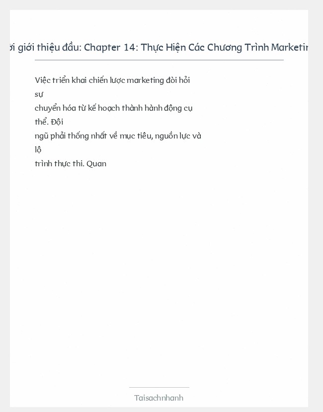 Trích đoạn Chapter 14: Thực Hiện Các Chương Trình Marketing