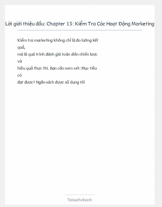 Trích đoạn Chapter 15: Kiểm Tra Các Hoạt Động Marketing