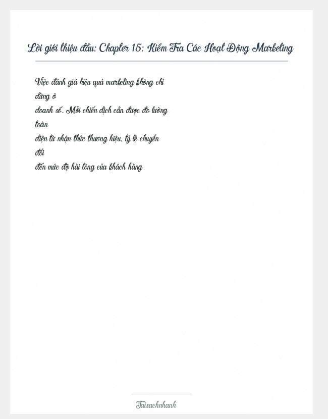 Trích đoạn Chapter 15: Kiểm Tra Các Hoạt Động Marketing