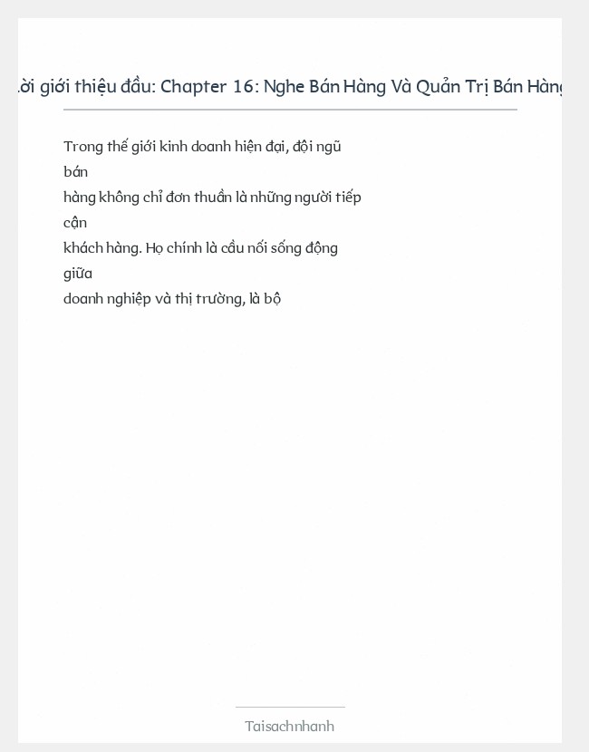 Trích đoạn Chapter 16: Nghe Bán Hàng Và Quản Trị Bán Hàng