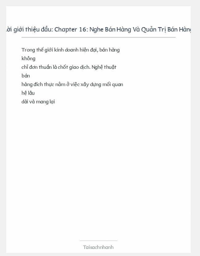 Trích đoạn Chapter 16: Nghe Bán Hàng Và Quản Trị Bán Hàng