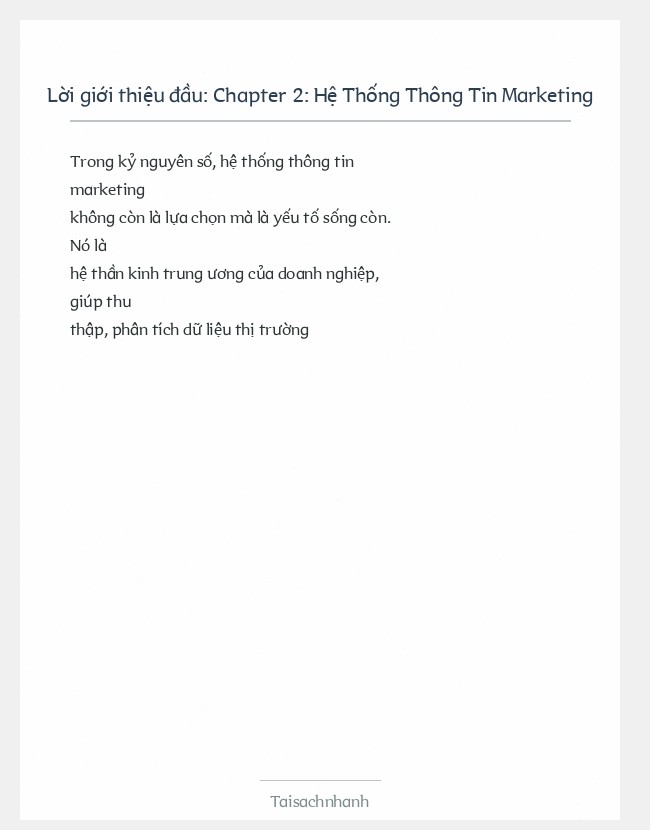 Trích đoạn Chapter 2: Hệ Thống Thông Tin Marketing