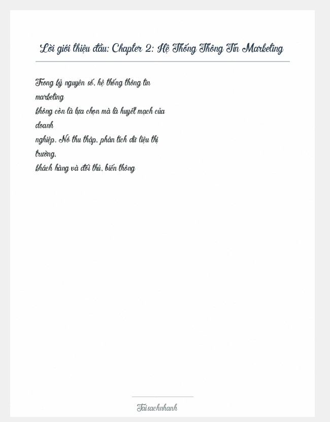 Trích đoạn Chapter 2: Hệ Thống Thông Tin Marketing