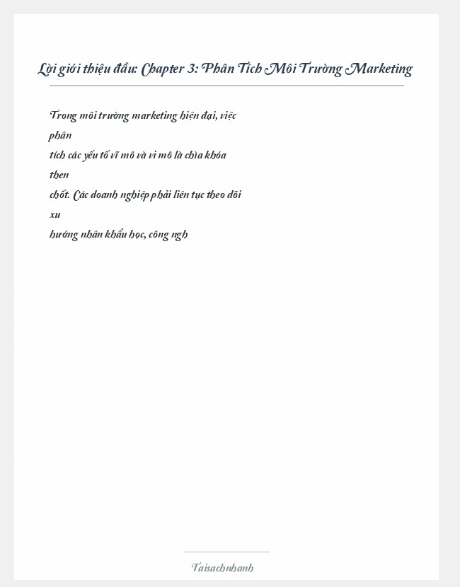 Trích đoạn Chapter 3: Phân Tích Môi Trường Marketing