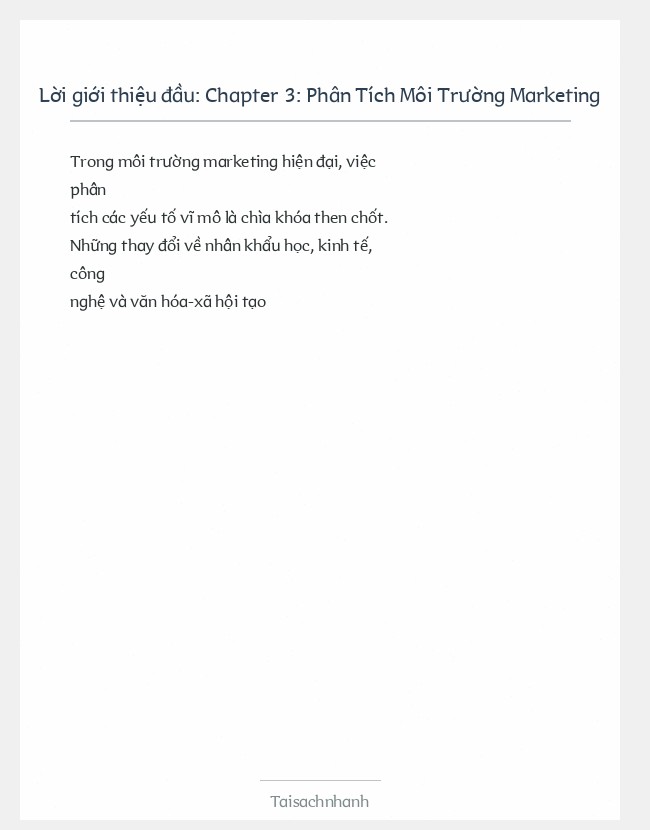 Trích đoạn Chapter 3: Phân Tích Môi Trường Marketing