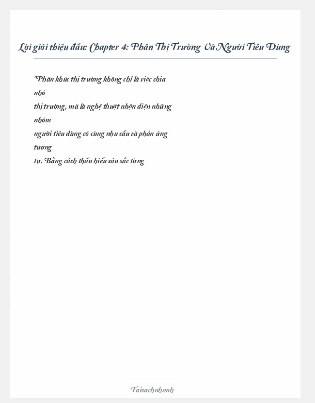 Trích đoạn Chapter 4: Phân Thị Trường Và Người Tiêu Dùng