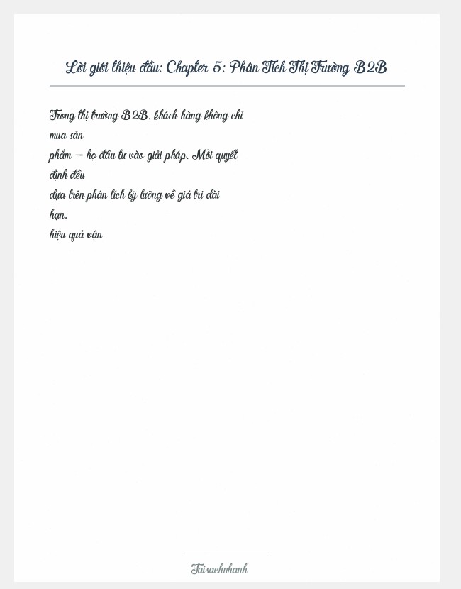 Trích đoạn Chapter 5: Phân Tích Thị Trường B2B