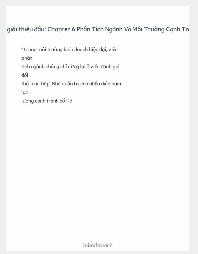 Trích đoạn Chapter 6 Phân Tích Ngành Và Môi Trường Cạnh Tranh