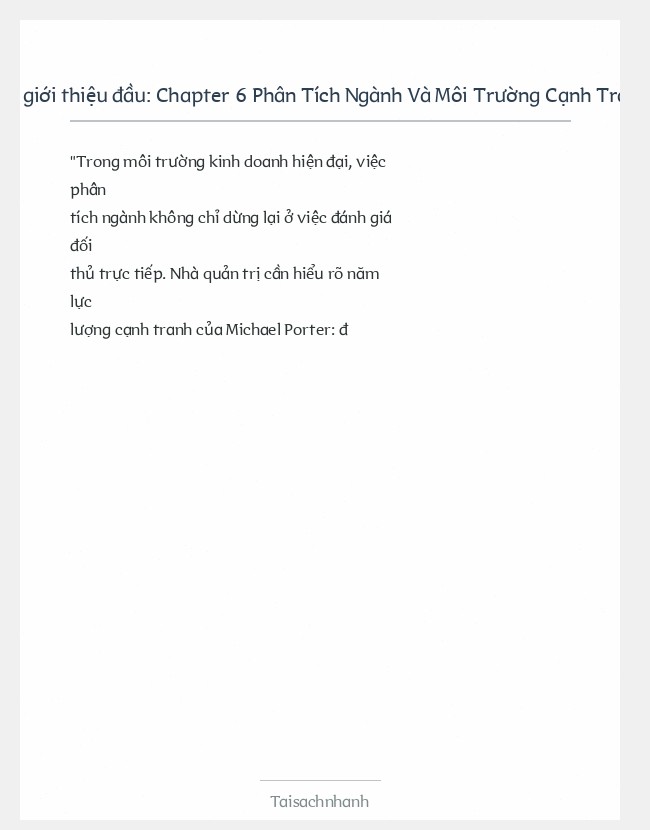 Trích đoạn Chapter 6 Phân Tích Ngành Và Môi Trường Cạnh Tranh