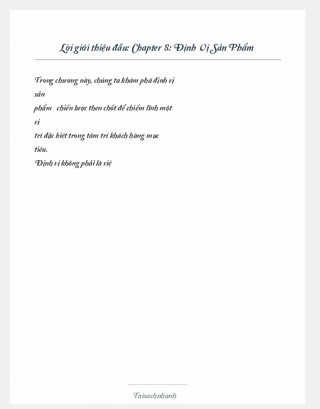 Trích đoạn Chapter 8: Định Vị Sản Phẩm