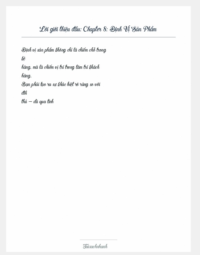 Trích đoạn Chapter 8: Định Vị Sản Phẩm