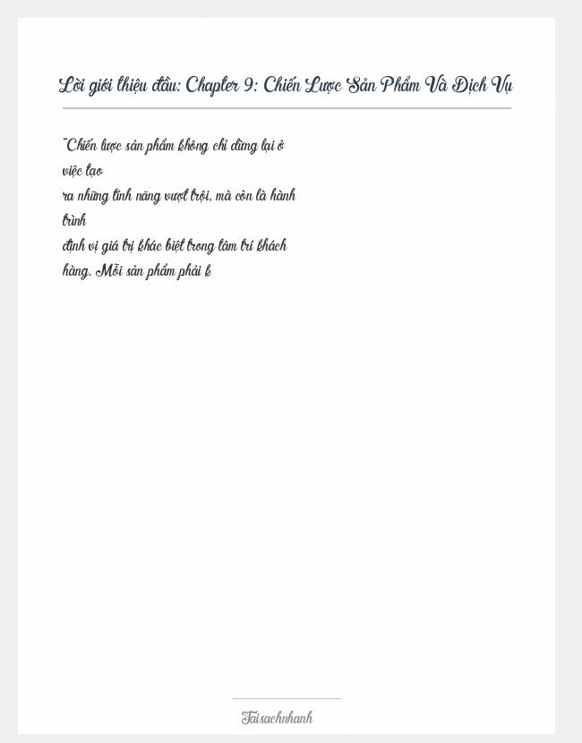 Trích đoạn Chapter 9: Chiến Lược Sản Phẩm Và Dịch Vụ