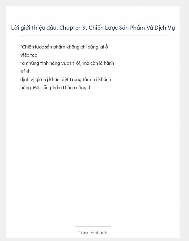 Trích đoạn Chapter 9: Chiến Lược Sản Phẩm Và Dịch Vụ