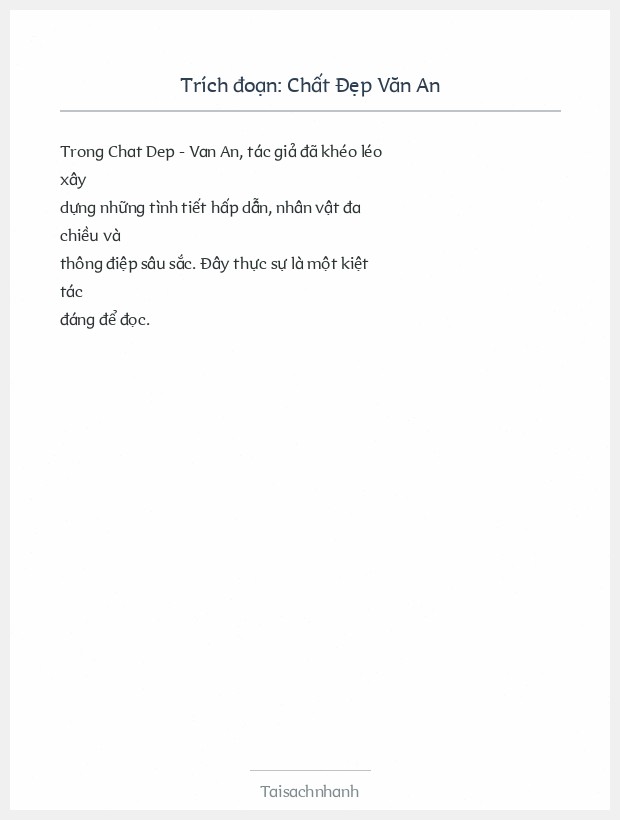 Trích đoạn Chất Đẹp Văn An