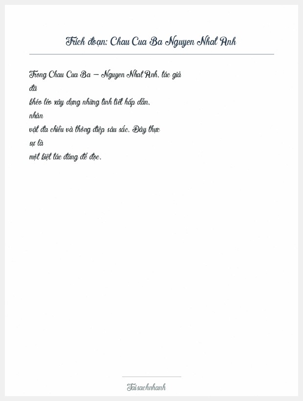 Trích đoạn Chau Cua Ba Nguyen Nhat Anh