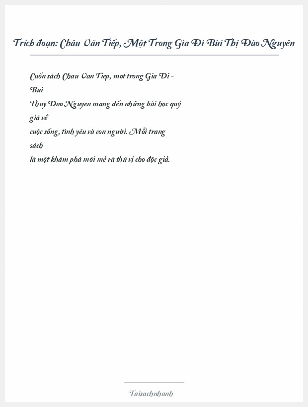 Trích đoạn Châu Văn Tiếp, Một Trong Gia Đi Bùi Thị Đào Nguyên