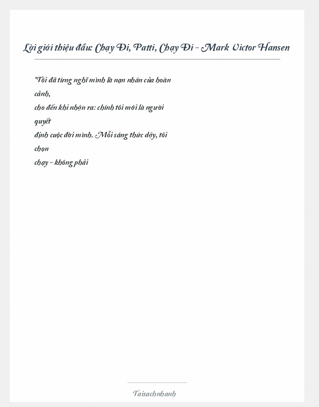 Trích đoạn Chạy Đi, Patti, Chạy Đi - Mark Victor Hansen