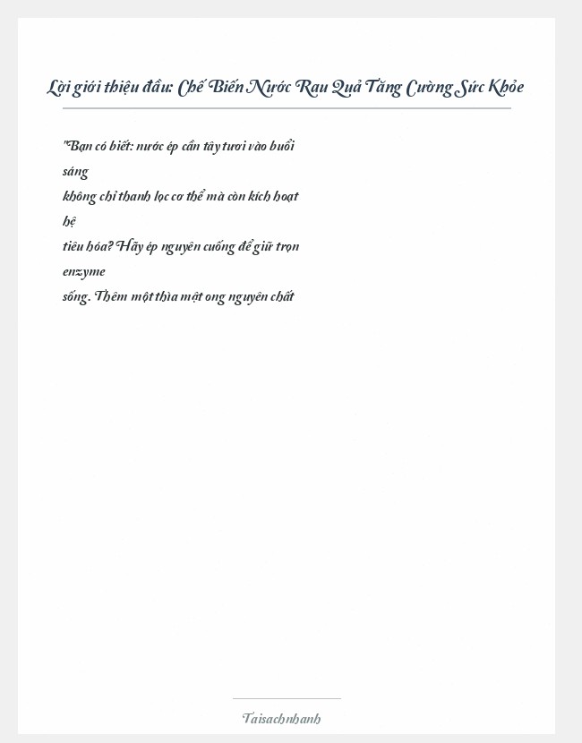 Trích đoạn Chế Biến Nước Rau Quả Tăng Cường Sức Khỏe