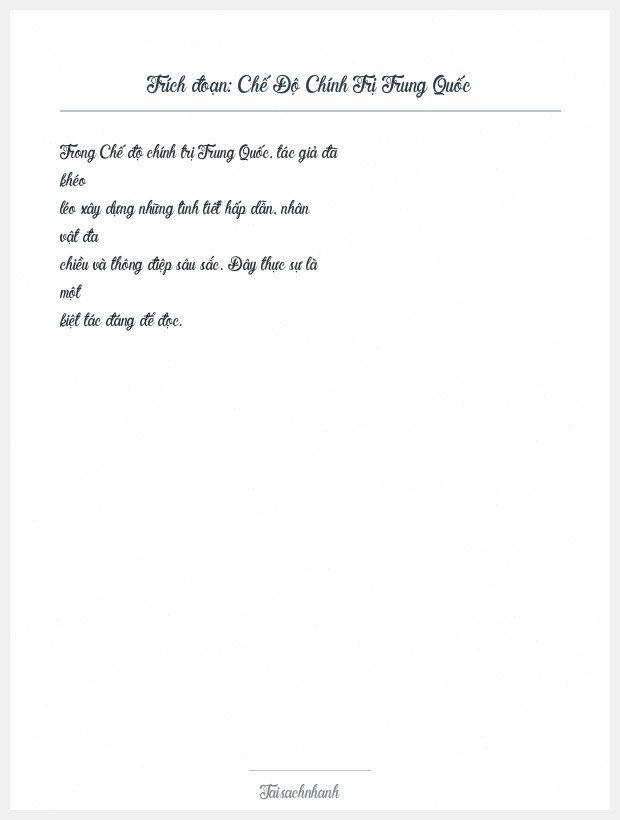 Trích đoạn Chế Độ Chính Trị Trung Quốc