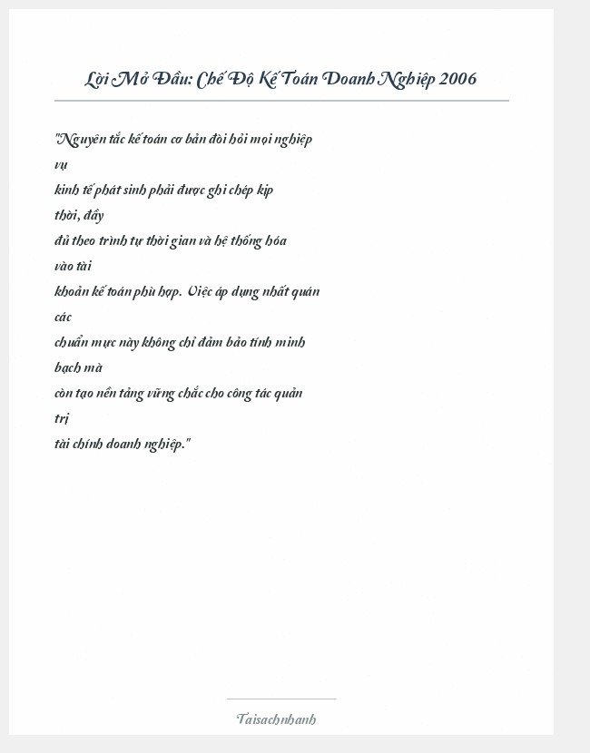 Trích đoạn Chế Độ Kế Toán Doanh Nghiệp 2006