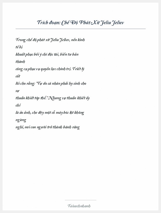 Trích đoạn Chế Độ Phát Xít Jeliu Jeliev