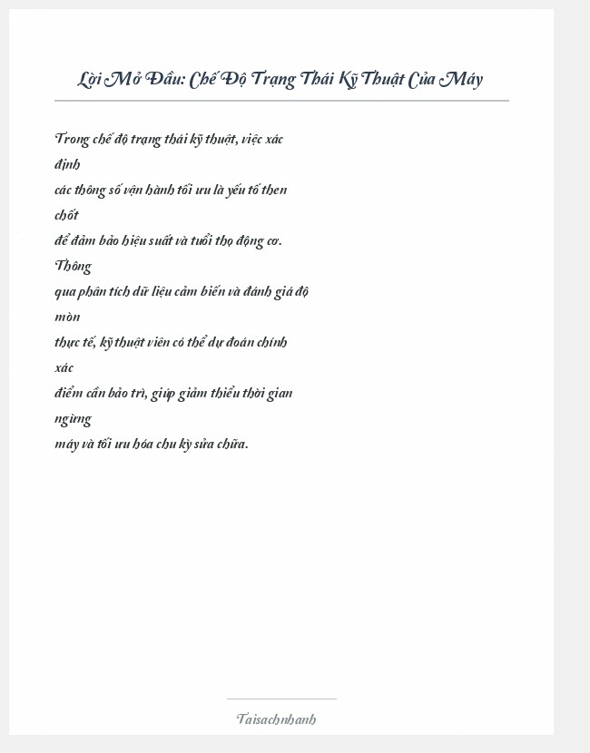 Trích đoạn Chế Độ Trạng Thái Kỹ Thuật Của Máy