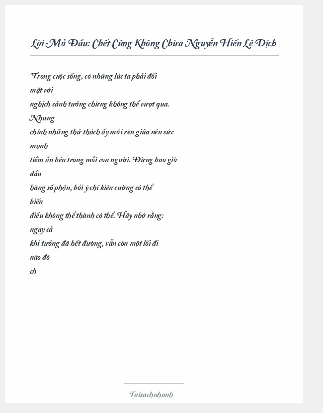 Trích đoạn Chết Cũng Không Chừa Nguyễn Hiến Lê Dịch