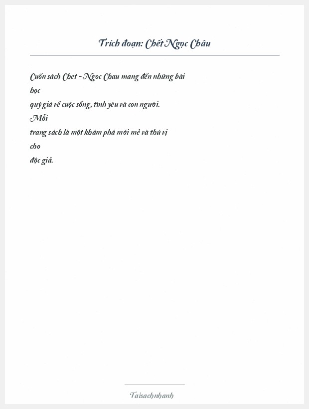 Trích đoạn Chết Ngọc Châu