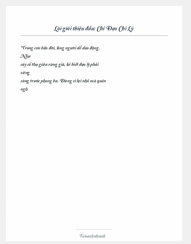 Trích đoạn Chỉ Đạo Chi Lý