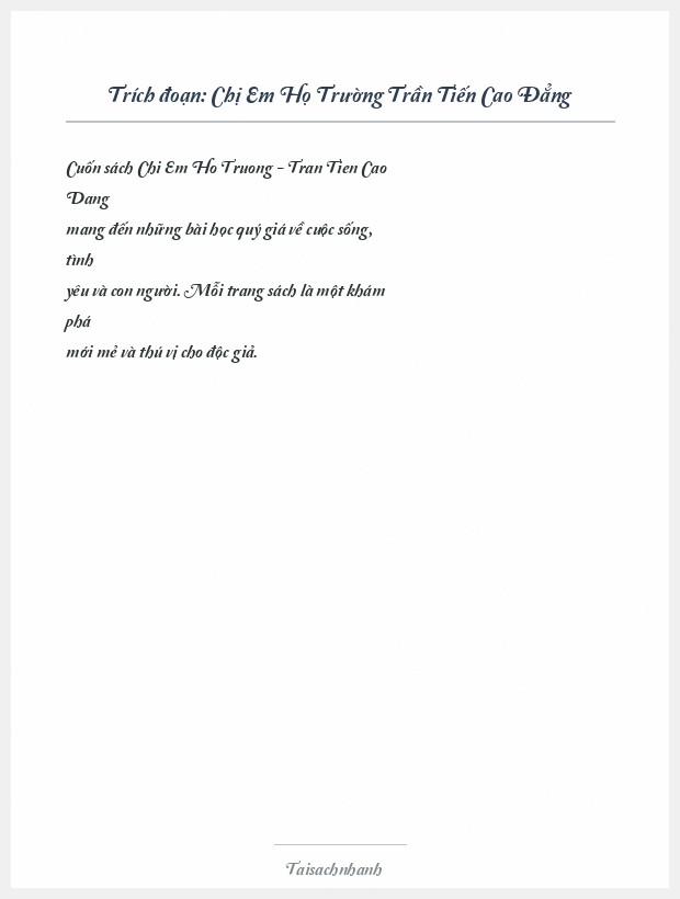 Trích đoạn Chị Em Họ Trường Trần Tiến Cao Đẳng