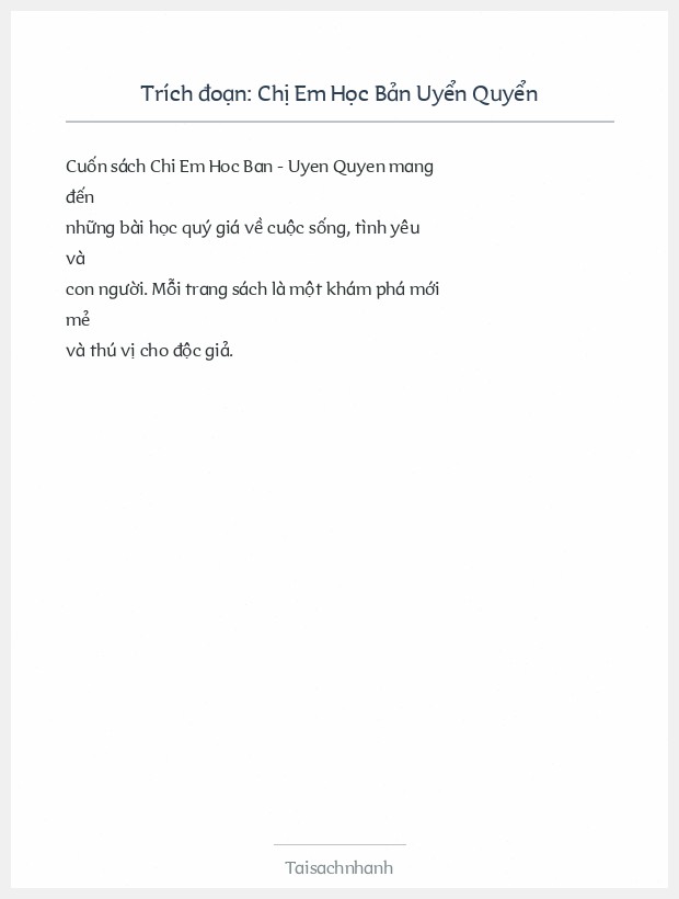 Trích đoạn Chị Em Học Bản Uyển Quyển