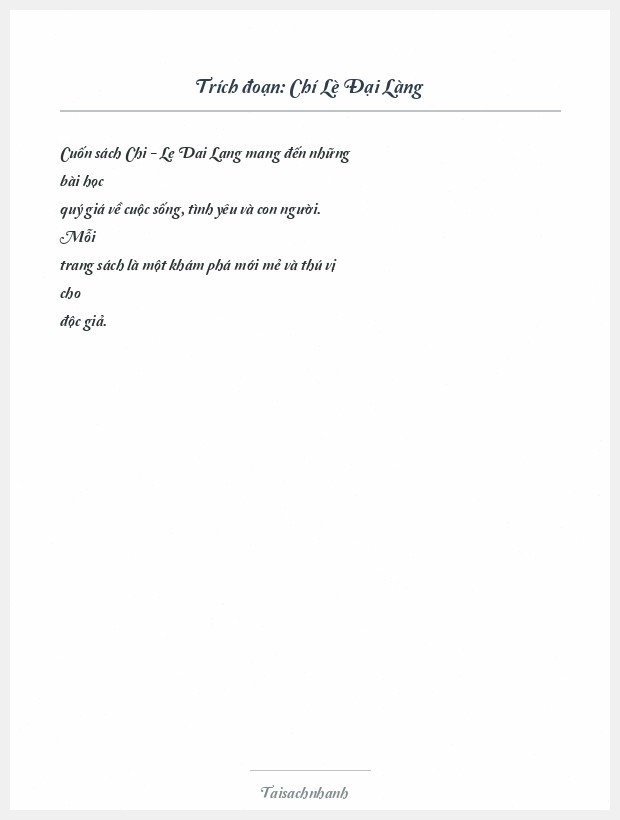 Trích đoạn Chí Lè Đại Làng