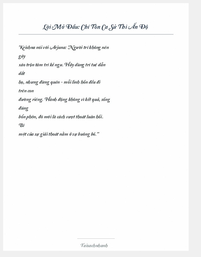 Trích đoạn Chí Tôn Ca Sử Thi Ấn Độ