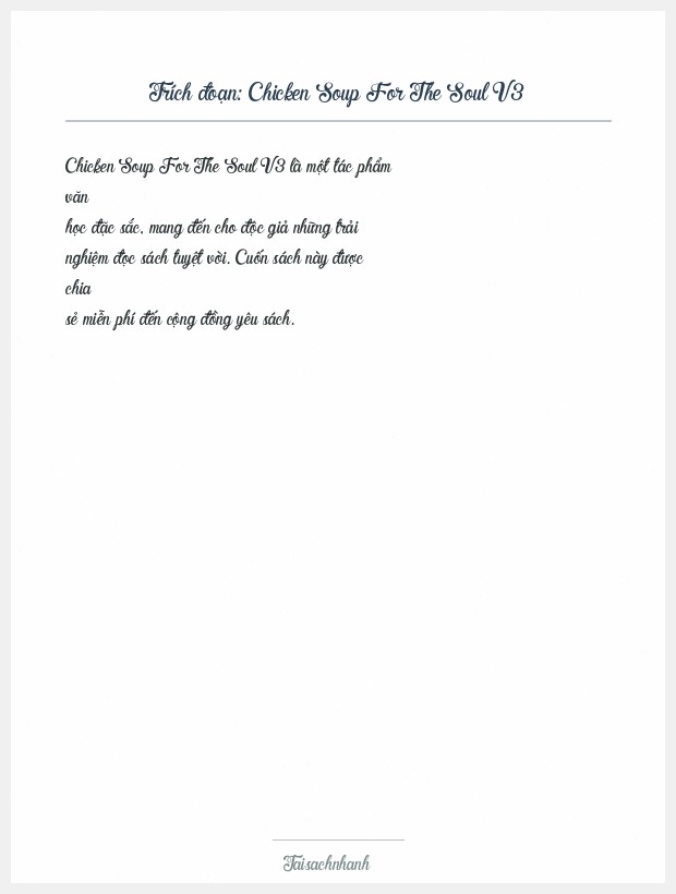 Trích đoạn Chicken Soup For The Soul V3