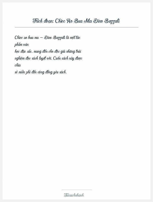 Trích đoạn Chiec Ao Bua Ma Dino Buzzati