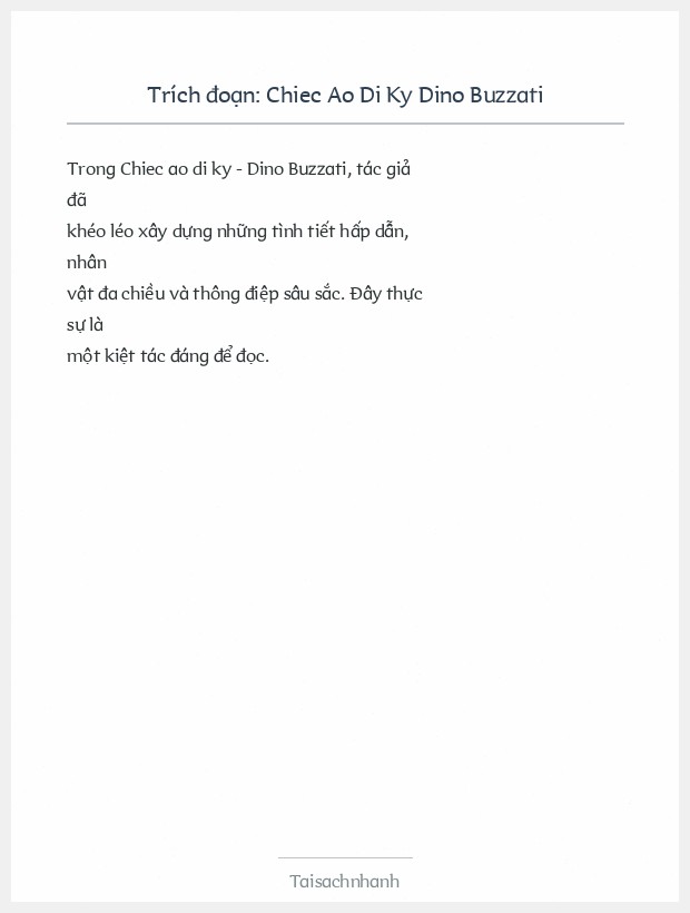Trích đoạn Chiec Ao Di Ky Dino Buzzati