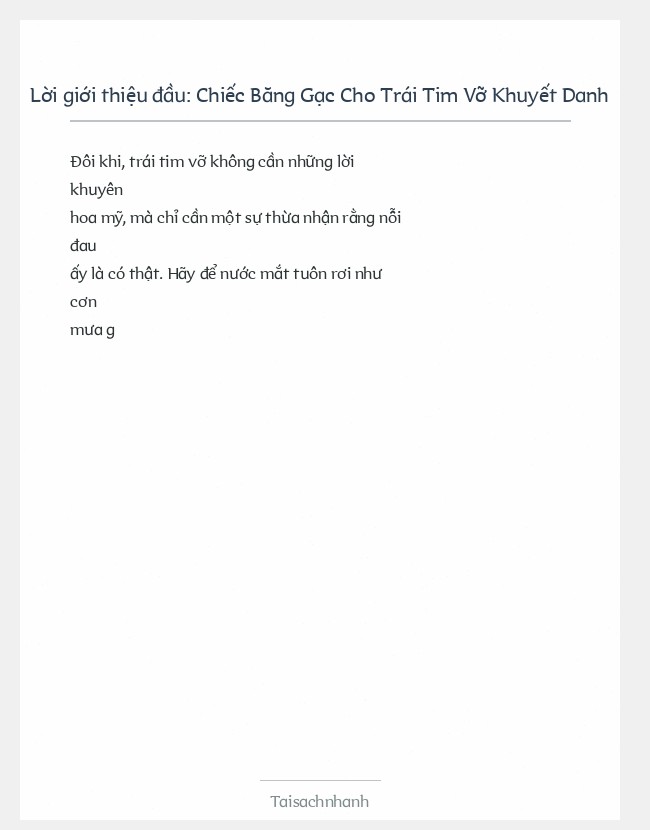 Trích đoạn Chiếc Băng Gạc Cho Trái Tim Vỡ Khuyết Danh